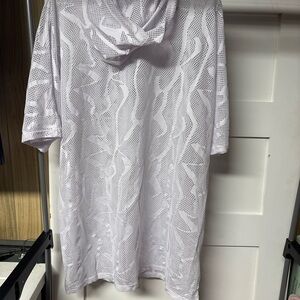 White Mesh Hooded Cover-Up